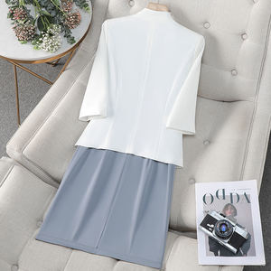 Traje de ocasión Formal de dos piezas rojo Falda Primavera Otoño Adaptabilidad Ceremonial Discurso <span class=keywords><strong>Concurso</strong></span> Radiodifusión Hosting Vestido de anfitriona - Product Image 4