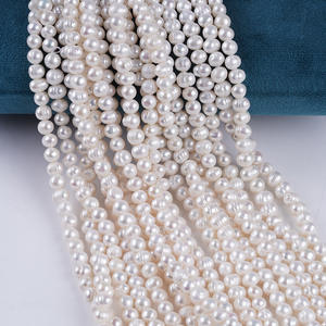 ไข่มุกน้ำจืดธรรมชาติขนาด 6-7 มม. สีขาว แบบร้อยเชือก สำหรับงาน DIY เครื่องประดับทำมือ สร้อยคอ จูจี้ - Product Image 2