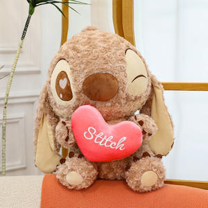 Peluche a tema San Valentino <span class=keywords><strong>Linda</strong></span> - Peluche Stitch marrone che abbraccia il cuore, disponibile in diverse misure, cuscini in peluche - Product Image 6