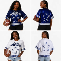 Vente directe usine – T-shirt de sport Dallas Cowboys pour le jour du match, maillot à sequins, t-shirt scintillant, hauts à sequins pour femmes