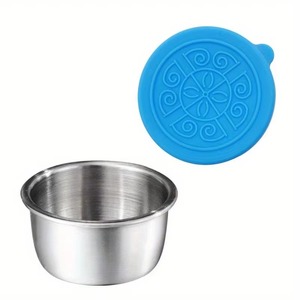 304 Stainless Steel Sauce Cup Silicone Lid Leak Proof Round Seasoning <b>Container</b> Reusable Dressing Cup for Kitchen Meal Prep - Product Image 6