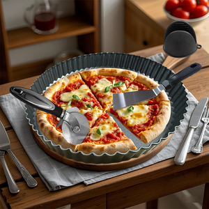 Xla không dính bánh pizza Pan Tart quiche <span class=keywords><strong>Flan</strong></span> khuôn bánh tròn Khuôn bánh khuôn bánh nướng có rãnh đáy lỏng có thể tháo rời khay nướng cho bánh - Product Image 3