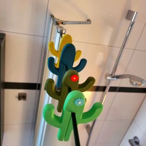 Cactus Shape Silicone Shower Glass <b>Hook</b> Glass Partition Punch-Free Bathroom Door <b>Hook</b> Decorative Glass Shower <b>Hook</b> - Product Image 2
