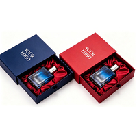 Boîte à tiroir en carton gris épais avec coussin en satin doux et logo personnalisé en feuille d'or pour coffrets cadeaux de parfums, huiles essentielles et cosmétiques