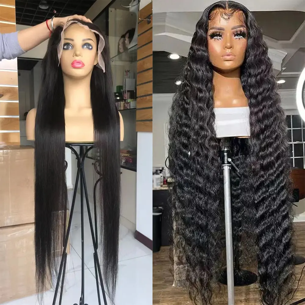 13x4 Transparent hd Lace Wig for American Black Women Deep 13x6 hd Lace Frontal Wigs 40 Inch Full Wig Raw Human Hair Lace Front