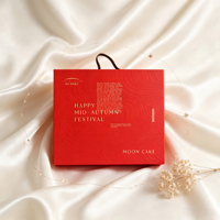 Luxuriöse Umweltfreundliche Rote Mid-Autumn Festival Mondkuchen Geschenkbox mit Griff Maßgefertigte Pappe Fotorahmen Verpackung