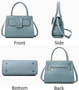 Sacs à main en cuir PU à motif litchi personnalisés pour femmes, sacs à bandoulière de luxe écologiques avec fermeture éclair - Product Image 3