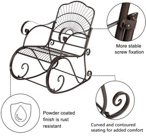 Fauteuil à bascule moderne en <span class=keywords><strong>fer</strong></span> <span class=keywords><strong>forgé</strong></span>, balançoire en métal pour l'extérieur, pour salon, parc, villa, cour, siège de terrasse brun, jardin - Product Image 5