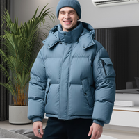 Vestes matelassées en duvet de canard blanc à 90 %, personnalisables OEM/ODM, pour hommes, avec capuche amovible, poches zippées sur les manches, vêtements d'extérieur d'hiver
