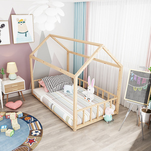 Lit d'enfant en bois massif moderne et élégant, maison dans les arbres, lit <span class=keywords><strong>de</strong></span> bébé et matelas tatami créatif, meubles pour bébés - Product Image 3