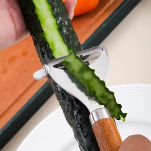 <span class=keywords><strong>Cuchillo</strong></span> pelador manual de acero inoxidable 304 con mango de madera para <span class=keywords><strong>verduras</strong></span> y frutas, herramienta de cocina al por mayor - Product Image 1
