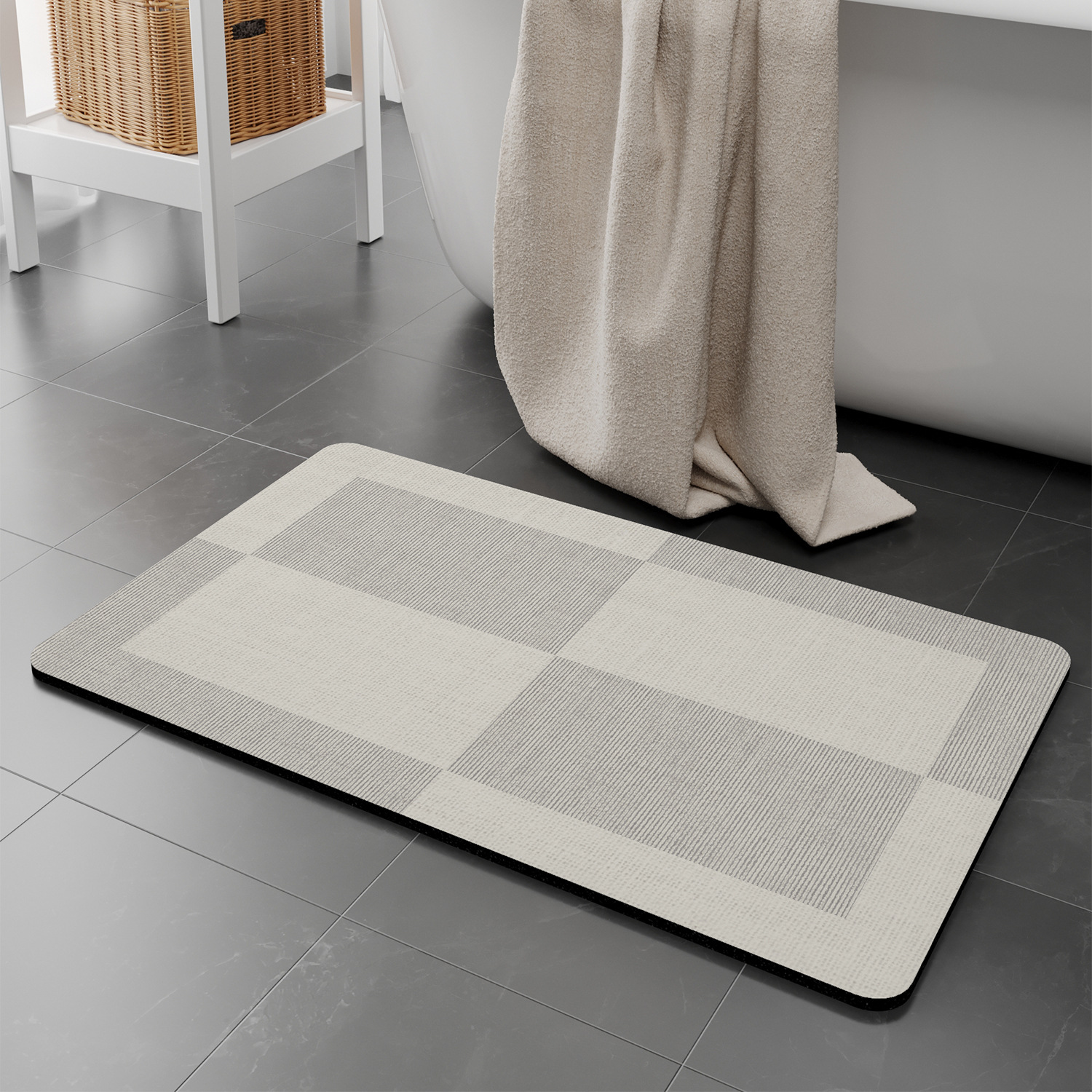 Upgrade diatomaceous earth bathroom mat - white cypress