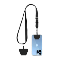 Lanière de téléphone, sangle de poignet, noir, polyester, tendance, réglable, lanières personnalisées avec logo, lanières de téléphone pour la vie quotidienne