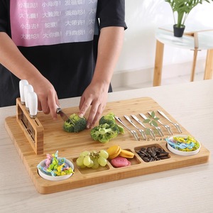 Ensemble de planches à fromage en bambou Kehan avec support à couteaux et couteaux en acier inoxydable 304 pour servir fruits, pain et steak - Product Image 2