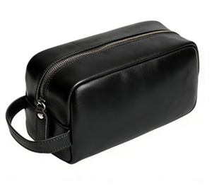 Sac cosmétique en cuir véritable à fermeture éclair pour hommes et femmes, utilisation en extérieur - Product Image 2