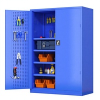 Armoire à outils robuste en acier, armoire de rangement pour garage, organisateur à panneaux perforés, armoire mobile verrouillable pour atelier