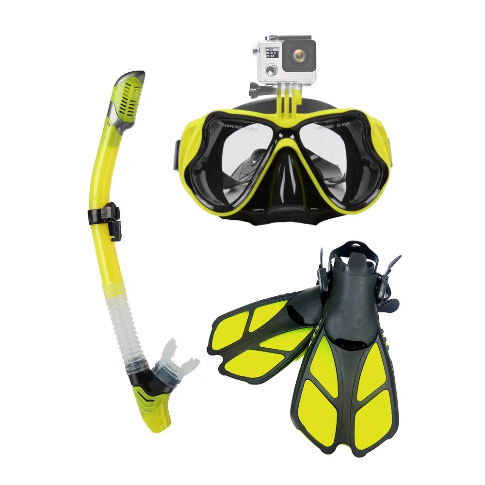 Beliebtes Design 3-in-1 bequeme Tauchkombi Schnorchelmaske Schnorchelflossen Silikon sichere und langlebige Wassersportgeräte für Taucher
