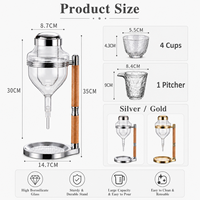 Distributeur de boissons froides en verre en gros, refroidisseur de vin avec support et couvercle en acier inoxydable pour bar et fête