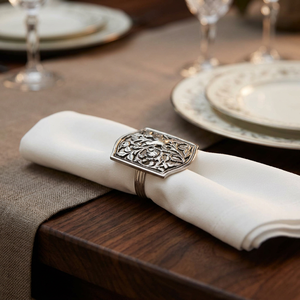 Anillos para servilletas de hojas y flores de mariposa, soporte para servilletas doradas y plateadas, decoración de mesa de boda, novedad - Product Image 2