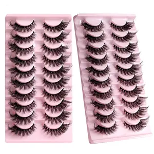 Yimart 10 Pairs kirpik 3D doğal yanlış Lashes kabarık yumuşak çapraz Manga Lashes Wispy doğal kirpik uzatma makyaj