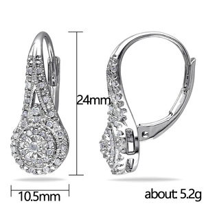 Orecchini pendenti rotondi con cristalli pavé per donna, tono argento, eleganti accessori moda per feste - Product Image 5