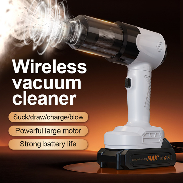 New Model High-Power 120W Wireless Handheld Car Vacuum Cleaner Brushless Motor Blowing Suction Functions <30min Runtime Bagless