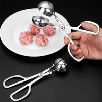 Alat Pembuat Bakso Stainless Steel Anti Lengket, Penjepit dan Pembentuk Sendok, Peralatan Logam Tipe Garpu