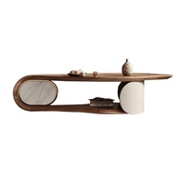 Table basse de designer minimaliste Art Sense Table basse de salon moderne et légère en forme de noyer plaqué de luxe