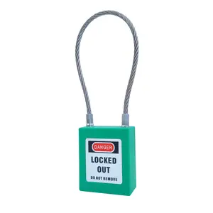 QVAND 90mm Safety Padlock Lockout Steel Cable Shackle Nylon Body Red Keyed Differ LOTO Locks