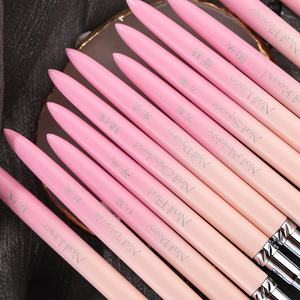 Ensemble de pinceaux à ongles en nylon avec manche métallique rose dégradé, applicateurs de gel pour la peinture sur ongles, pour le nail art - Product Image 4