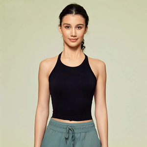 قميص رياضي نسائي بدون أكمام خفيف الوزن وقابل للتنفس مصنوع من السباندكس/النايلون بياقة دائرية للتدريب واليوجا - Product Image 1