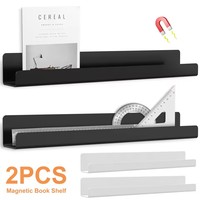 Étagère à livres magnétique 2 pièces en acrylique, étagère flottante pour tableau blanc, règle pour stylo, étagère pour chambre d'enfant, salle de classe, réfrigérateur