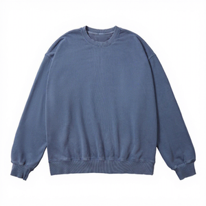 เสื้อสเวตเชิ้ตคอกลมโอเวอร์ไซส์แบบยูนิเซ็กซ์ สีม่วงล้วน ผ้าฝ้ายถัก สวมใส่สบาย สไตล์ลำลอง สำหรับฤดูใบไม้ร่วง ทรงปกติ - Product Image 3