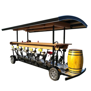 Vélo de fête électrique à pédales 8 places avec chariot de service, structure en acier, vitesse de 6 km/h, idéal pour la distribution de bière et de cocktails au bar - Product Image 1