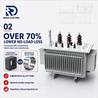 Transformador de Distribución Trifásico DERUI 11KV SHB15 de Aleación Amorfa Sumergido en Aceite, Baja Pérdida en Vacío, 30 a 2500KVA, 220V 380V