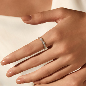 S925 <b>Silver</b> <b>Eternity</b> Band <b>Ring</b> With Round Diamond Pave Setting Classic Geometric Women's Wedding <b>Ring</b> - Product Image 4