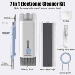 Kit de cepillo <span class=keywords><strong>limpiador</strong></span> de teclado de computadora 7 en 1, pluma de limpieza de auriculares para auriculares, <span class=keywords><strong>limpiador</strong></span> de Herramientas de limpieza de teléfonos iPad - Product Image 3