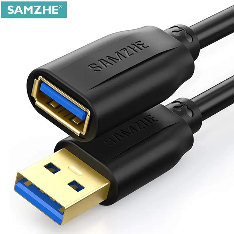 SAMZHE kabel ekstensi USB 3.0, kabel ekstensi USB 2.0 USB 3.0 pria ke wanita, kabel Data ekstender Laptop komputer PC TV PS4