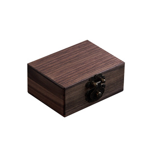 Caja de joyería de madera de nogal negro, estilo vintage, con tapa abatible y cerradura, organizador de almacenamiento para joyas, caja de regalo. - Product Image 5