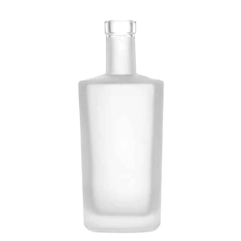 Frost Square Jersey 21.5mm Bar Top Alcohol Glass Bottles 500ml 750ml with Premium Base Flat Shoulders