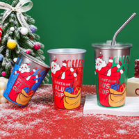 Mug à bière en acier inoxydable à paroi simple de 450 ml, changeant de couleur, avec impression de logo magique, cadeau promotionnel de Noël