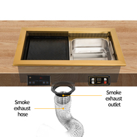 Fourneau intégré commercial pour barbecue et hot pot, four électrique à deux cuves, gril électrique encastrable en acier inoxydable avec sécurité anti-flamme