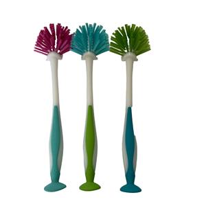 מברשת ניקוי אסלה צבעונית מפלסטיק PP עם ידית ארוכה ועמידה, כוס יניקה וראש מברשת מעוגל - Product Image 3