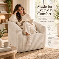 Fauteuil d'appoint moderne en velours côtelé souple sculpté avec dossier incurvé et assise profonde, idéal pour appartement et hôtel, amovible