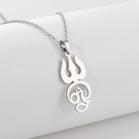 Collier avec pendentif symbole Om indien Tamil avec trident, symbole Om Shiva, yoga, talisman vintage, bijoux en acier inoxydable