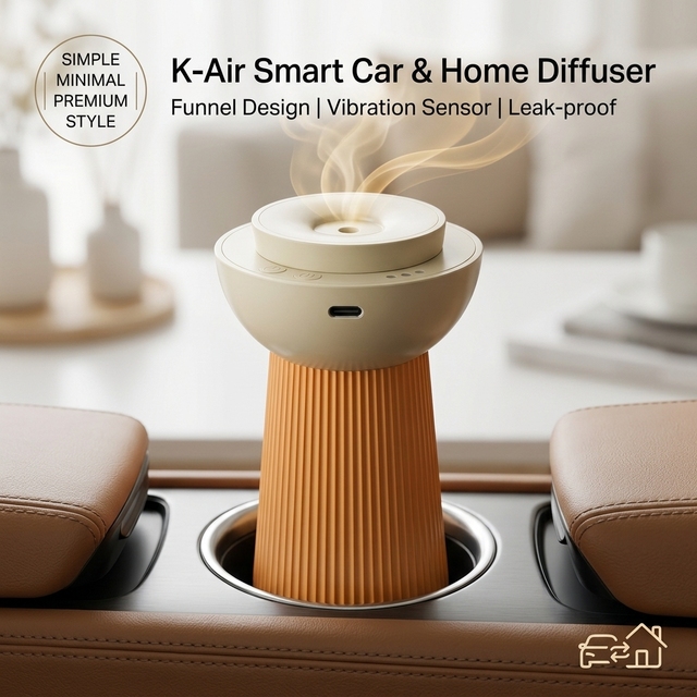 New Products 2026 for Home K-Air Smart Car & Home Aroma Diffuser with Vibration Sensor Essential Oil Machine Auto Open/Close