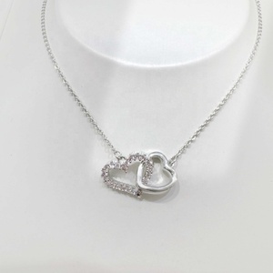 Precio al por mayor: Collar de plata de ley 925 con nudo moderno, circonita coreana, chapado en oro de 18k, colgante de corazón 'Mama', collares de dijes finos. - Product Image 3