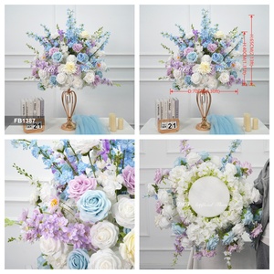 Artificial Wedding Table Floral ball Arrangements Decoration Silk Blue Rose Wedding Centerpieces <b>Flower</b> Ball for Sale - Product Image 2