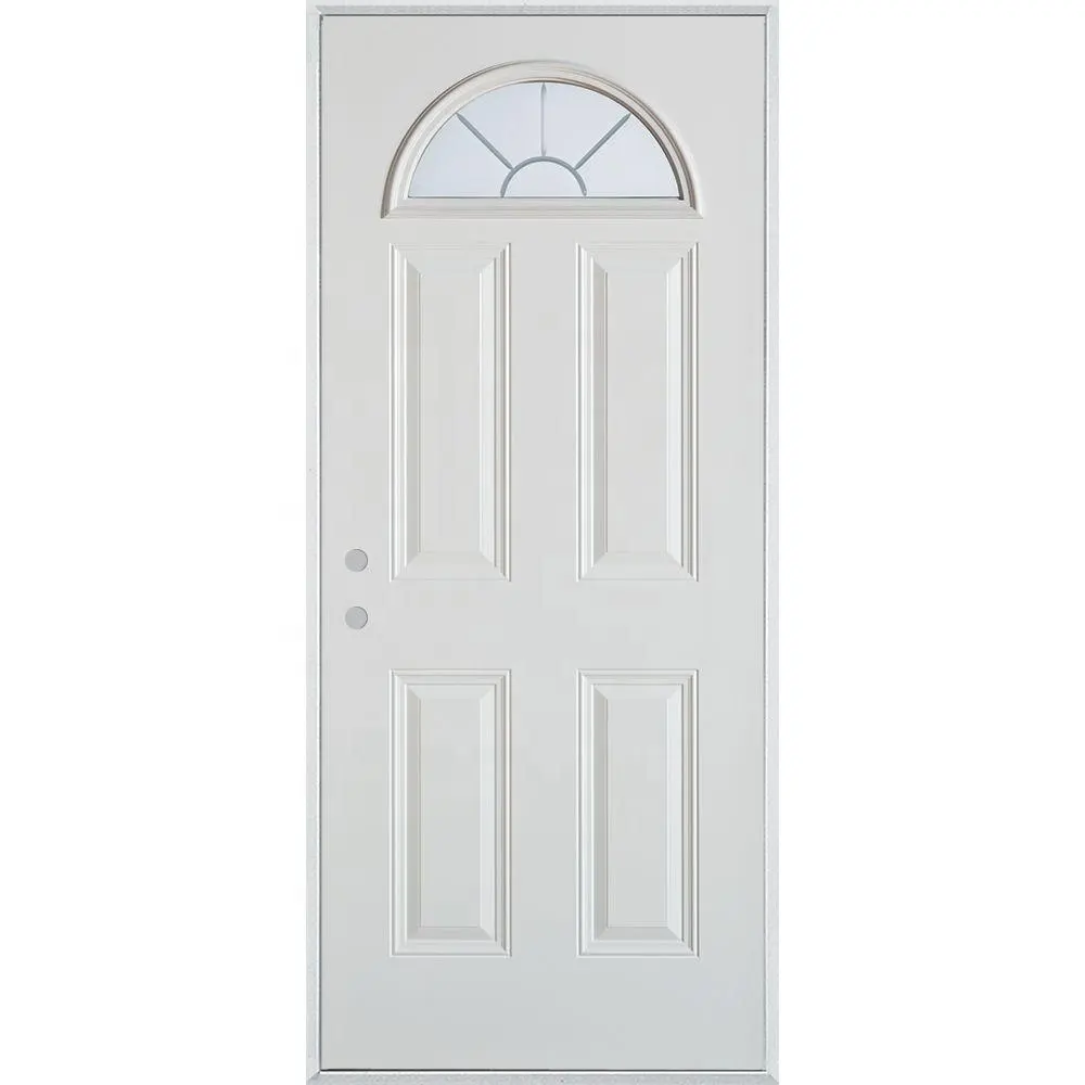 装飾ドアパネル室内ドア半月ガラス挿入中空コア木製スチールドア