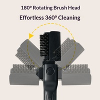 Brosse de nettoyage rotative électrique sans fil rechargeable, sans perte de poils, avec poignée en plastique, étanche, pour usage extérieur